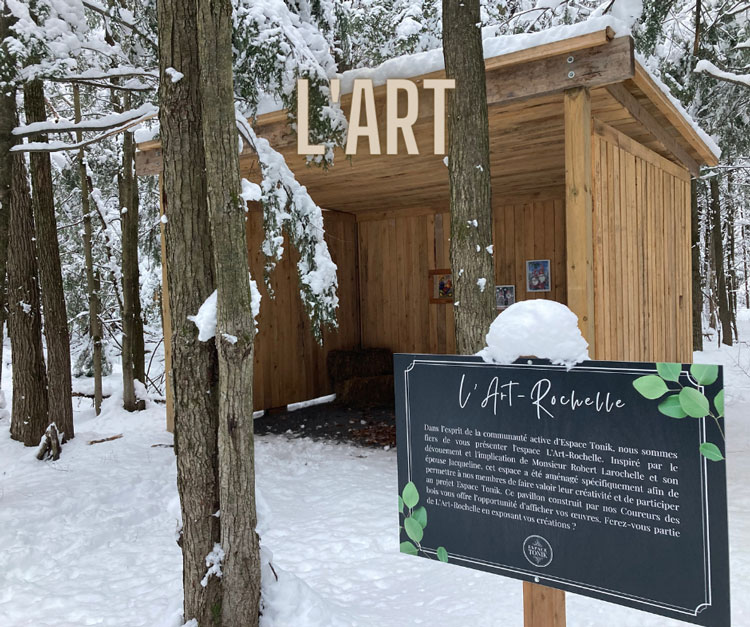 Petite cabane en bois dans la forêt en hiver, représentant une activité exclusive de notre club privé.